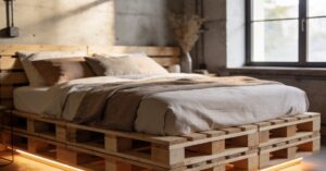 Łóżko z palet: jak dodać zagłówek i szuflady z paleta w stylu DIY